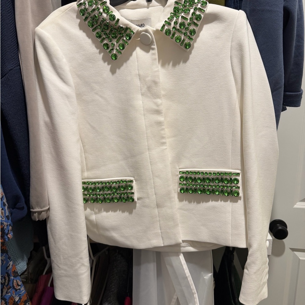 Veronica Beard Cream Jacket with Green Accents